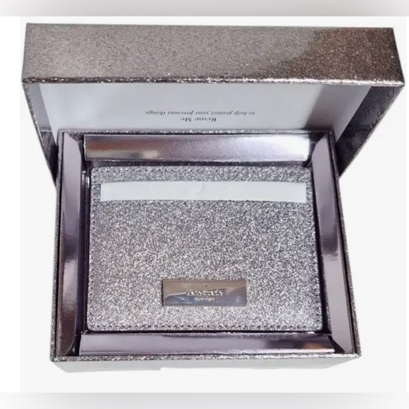 kate spade Handbags - Kate Spade Silver Glitter Card Holder Discontinued New In Box